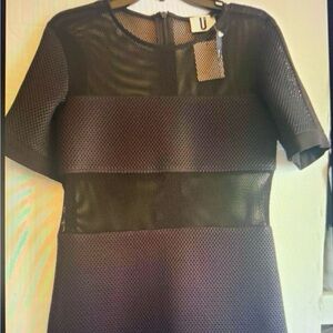 U women Black ILLUSION Short dress/short Sleeve/mesh details bodycon Dress, 10